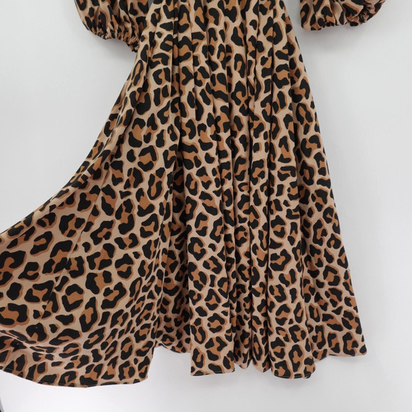 Kate Spade Leopard Print Wrap Dress Brown Crepe HOCO 80s Mob Old Money - Picture 10 of 16